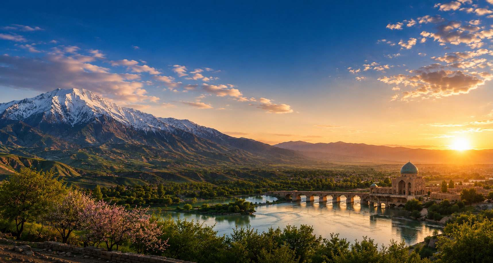 Beautiful Iranian landscape at golden hour