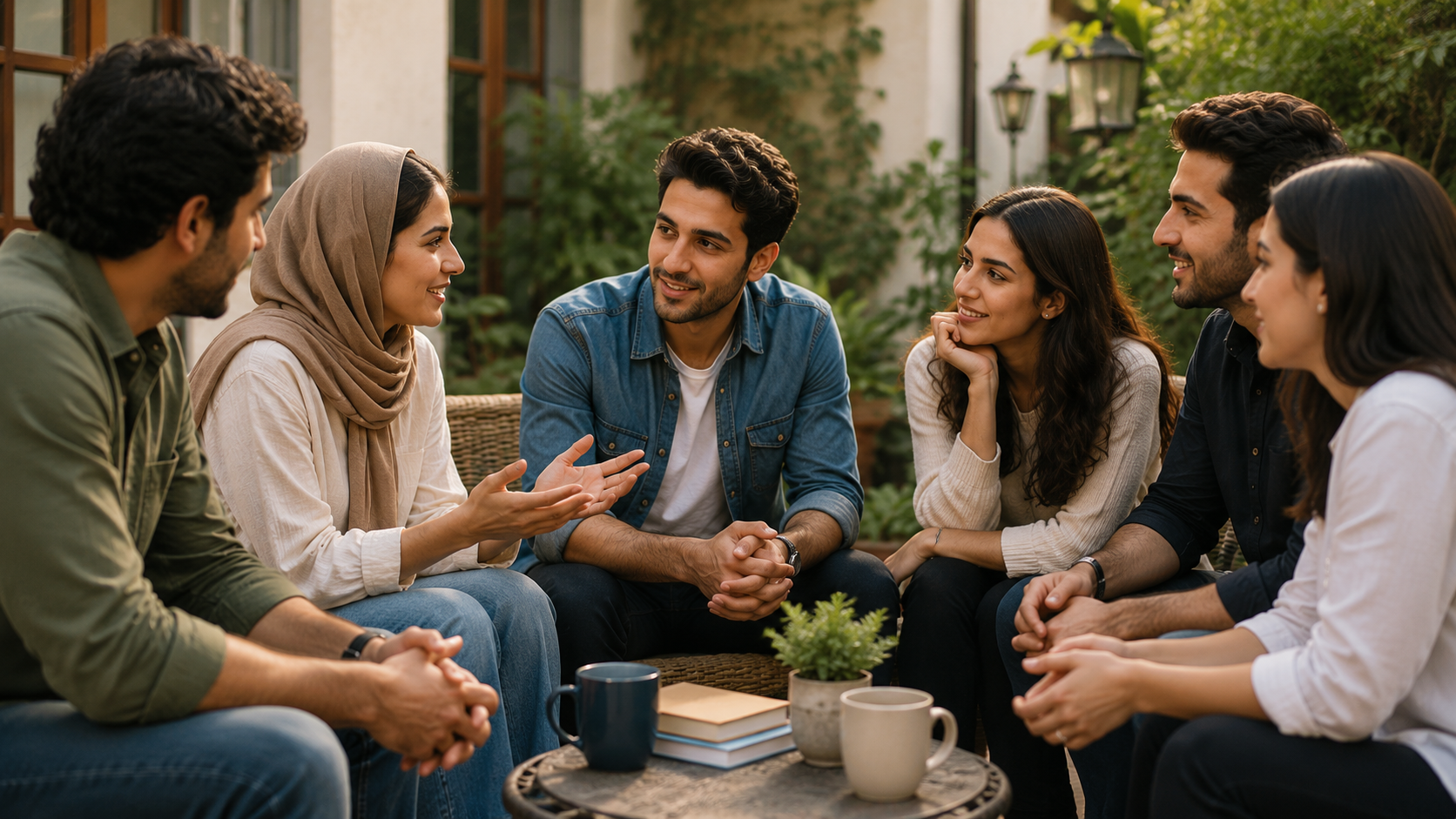 Iranians in warm, open conversation